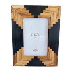 Wood Acrylic 4 x 6 Photo Frame Inlaid Portrait Landscape Mission Black Brown
